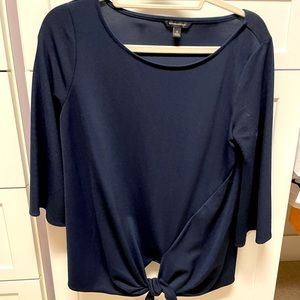 Navy blouse with tie front